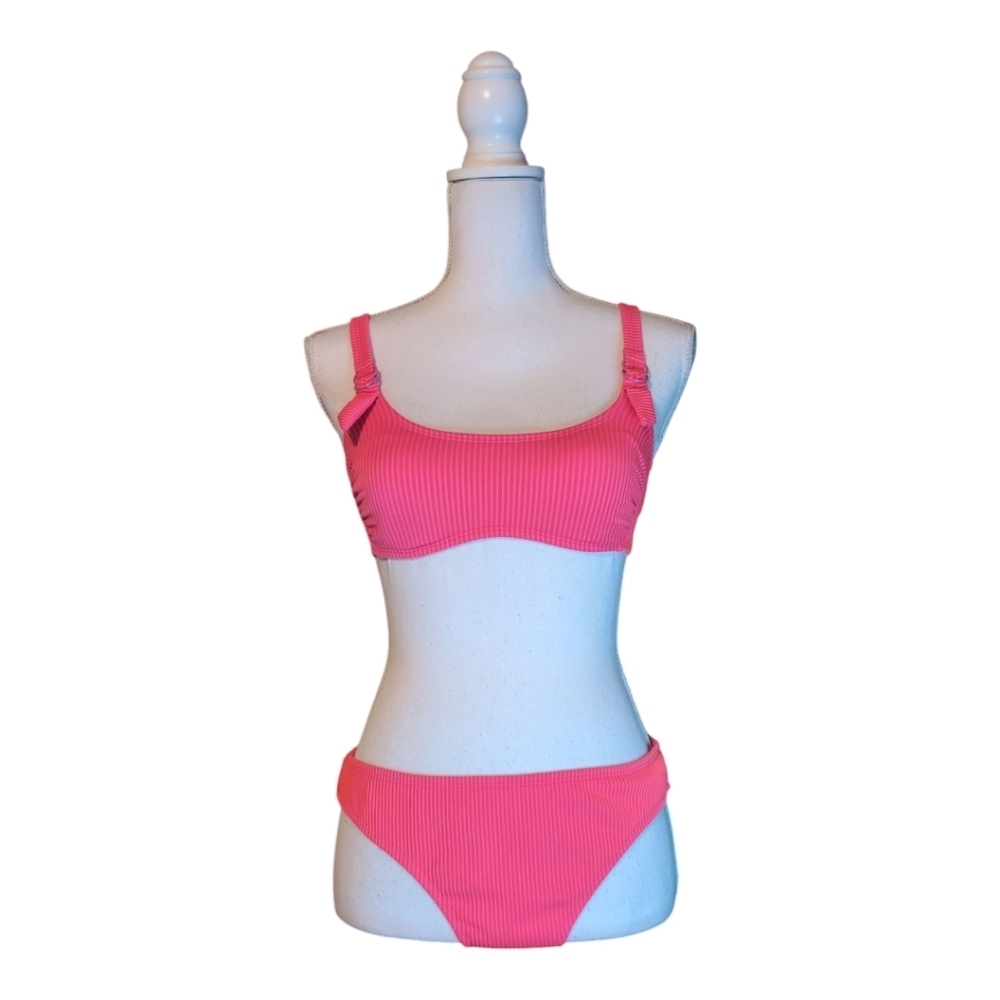 Xhilaration Hot Pink Stripe BIKINI Top And Bottom